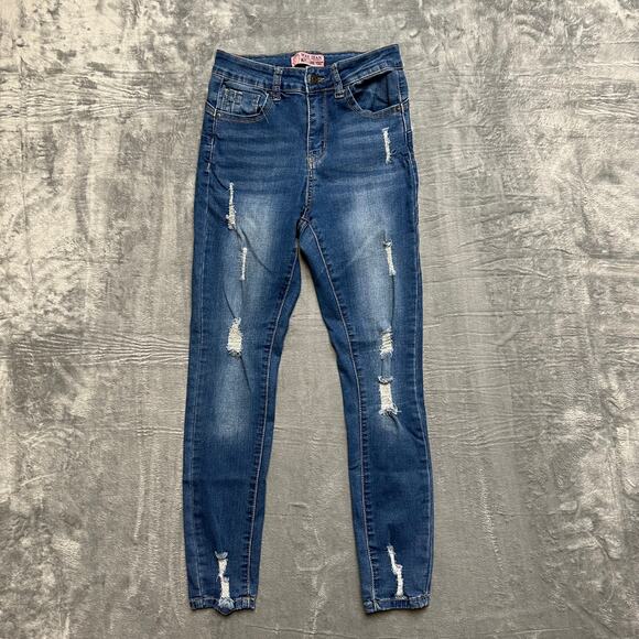 Wax Jean Denim - Wax Distressed Butt I Love You Skinny‎ Jeans Women's Size 26 Blue Denim